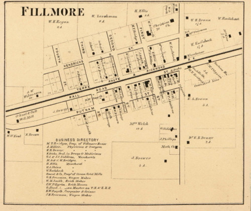 Fillmore Village, Marion, Indiana 1864 Old Town Map Custom Print - Putnam Co.