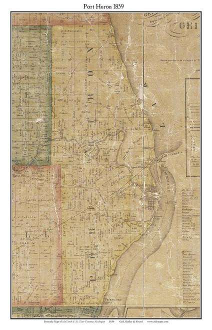 Port Huron, Michigan 1859 Old Town Map Custom Print - St. Claire Co.