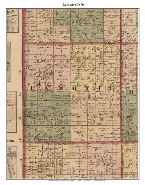 Lamotte, Michigan 1876 Old Town Map Custom Print - Sanilac Co.