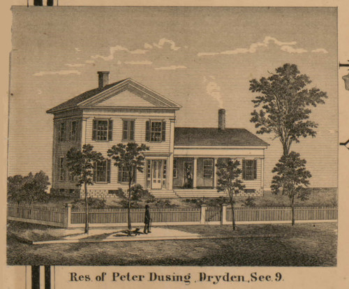 Residence of Dusing, Michigan 1863 Old Town Map Custom Print - Lapeer Co.