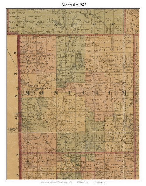 Montcalm, Michigan 1875 Old Town Map Custom Print - Montcalm Co.