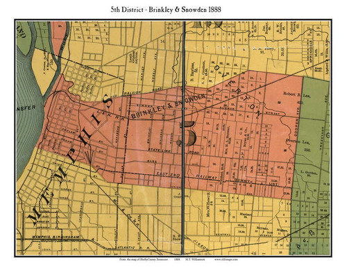 District 5 - Brinkley & Snowden, Tennessee 1888 Old Town Map Custom Print Shelby Co.