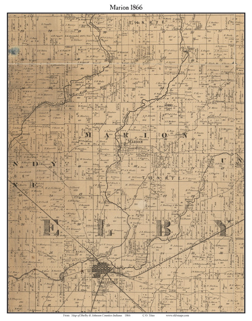 Marion, Indiana 1866 Old Town Map Custom Print - Shelby Co.