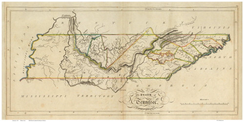 Tennessee 1814 Carey - Old State Map Reprint