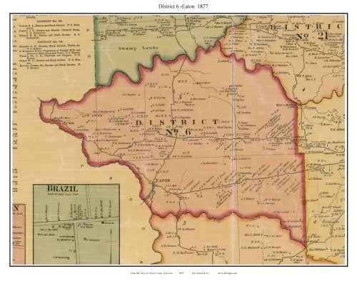 District 6 - Eaton, Tennessee 1877 Old Town Map Custom Print Gibson Co.