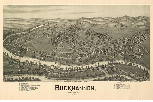 Buckhannon, West Virginia 1900 Bird's Eye View - Davis
