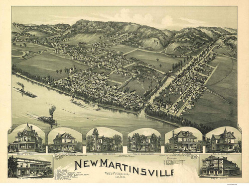 New Martinsville, West Virginia 1899 Bird's Eye View