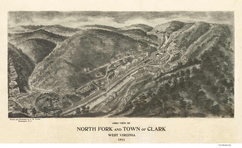 North Fork & Clark, West Virginia 1911 Bird's Eye View