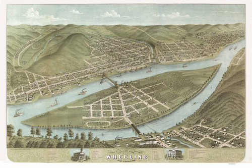 Wheeling, West Virginia 1870 Bird's Eye View