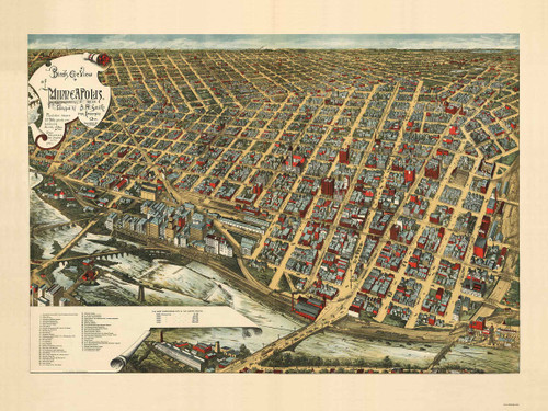 Minneapolis, Minnesota 1891 Bird's Eye View