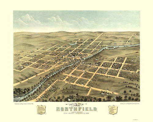 Northfield, Minnesota 1869 Bird's Eye View