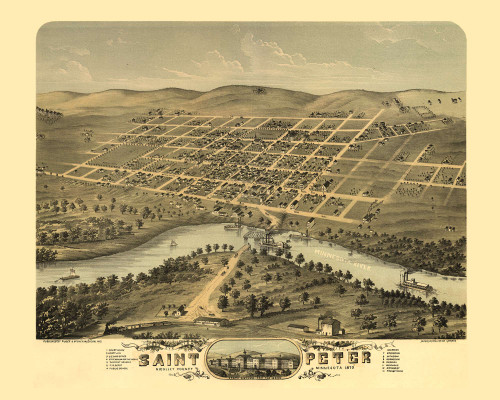 Saint Peter, Minnesota 1870 Bird's Eye View