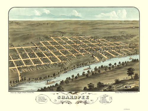 Shakopee, Minnesota 1869 Bird's Eye View