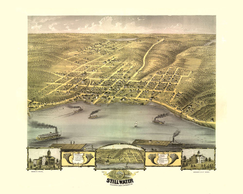 Stillwater, Minnesota 1870 Bird's Eye View