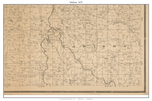 Madison - Paynterville - Cane Hill - Stockton Reservoir, Missouri 1879 Old Town Map Custom Print Cedar Co.