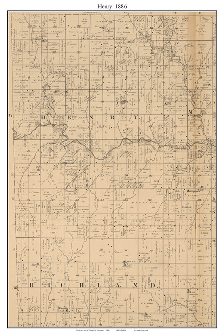 Henry, Missouri 1886 Old Town Map Custom Print Vernon Co.