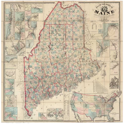 Maine 1862 Chace - Old State Map Reprint