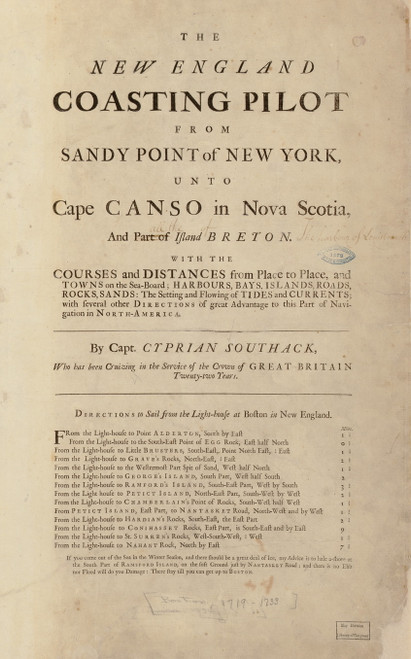 Title Page, 1734 New England Coasting Pilot - USA Regional Pg 1