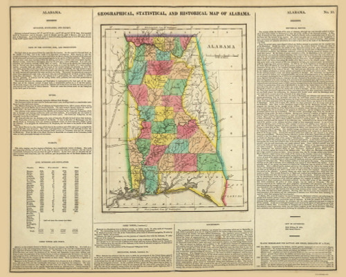 Alabama 1822 Carey (Map with Text) - Old State Map Reprint