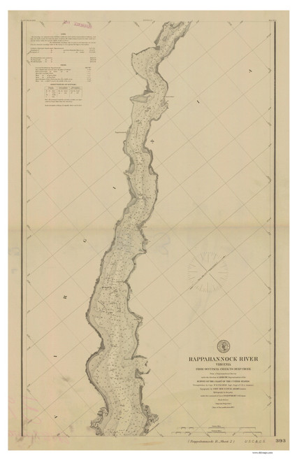 Rappahannock River 2 1857 - Old Map Nautical Chart AC Harbors 393 - Virginia
