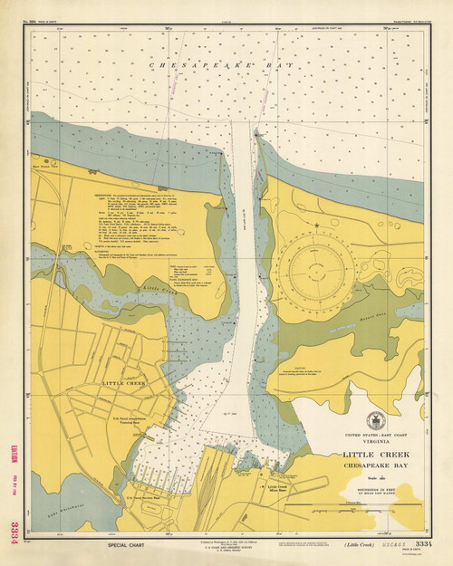 Naval Base Little Creek 1950 - Old Map Nautical Chart AC Harbors 3334 - Virginia