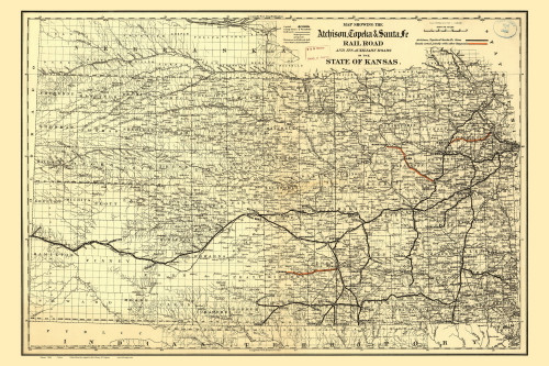 Kansas 1886 Colton - Old State Map Reprint