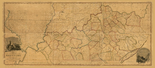 Kentucky 1818 A Munsell - Old State Map Reprint