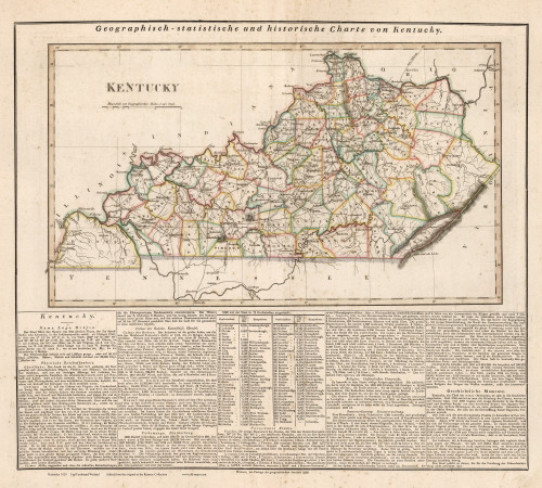 Kentucky 1829 Weiland German (Map with Text) - Old State Map Reprint