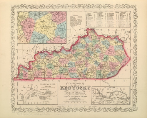 Kentucky 1859 Mitchell - Old State Map Reprint