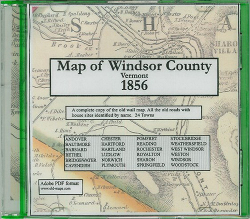 Map of Windsor County, Vermont, 1856, CDROM Old Map