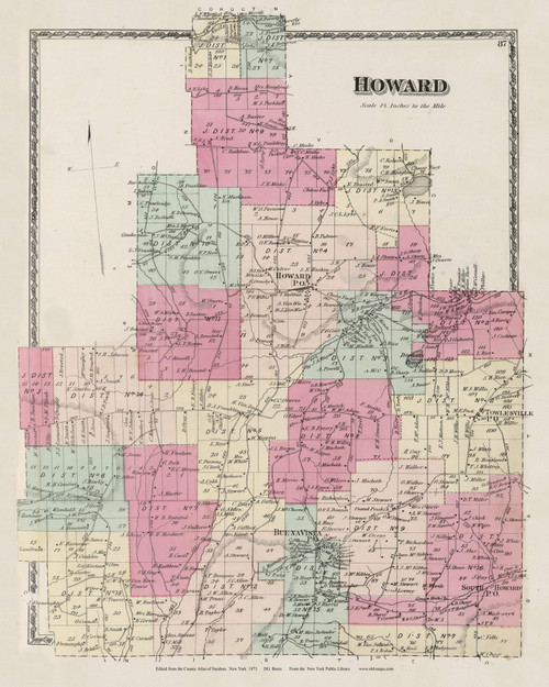 Howard, New York 1873 - Old Town Map Reprint - Steuben Co. Atlas 87