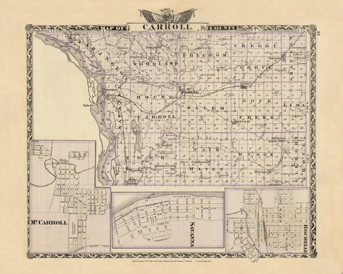 Carroll County, 1876 Illinois - Old Map Reprint - Warner & Beers Illinois State Atlas