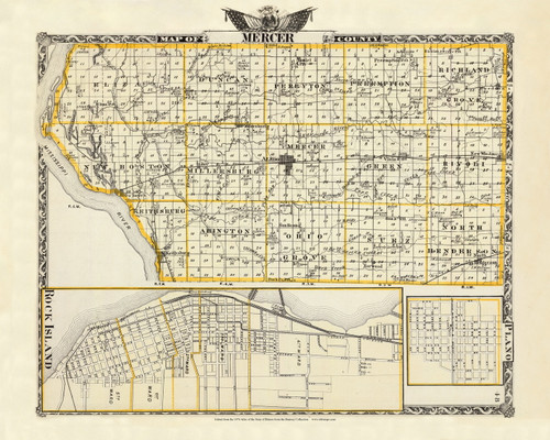 Mercer County, 1876 Illinois - Old Map Reprint - Warner & Beers Illinois State Atlas