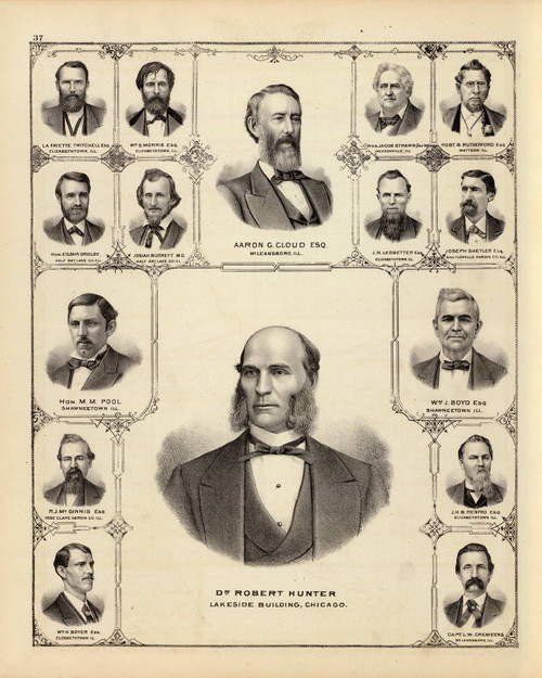 Portraits Page 1, 1876 Illinois - Old Map Reprint - Warner & Beers Illinois State Atlas