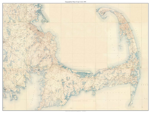 Cape Cod 1890 - Custom USGS Old Topo Map (rectangle) - Massachusetts - cc4