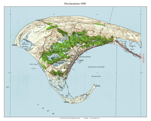 Provincetown 1949 - Custom USGS Old Topo Map - Massachusetts