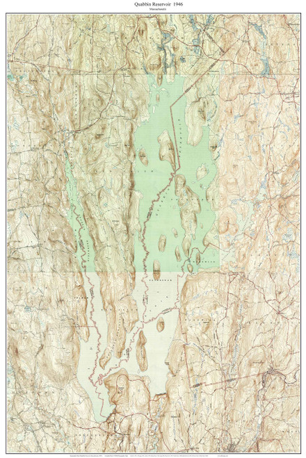 Quabbin Reservoir 1946 - Custom USGS Old Topo Map - Massachusetts