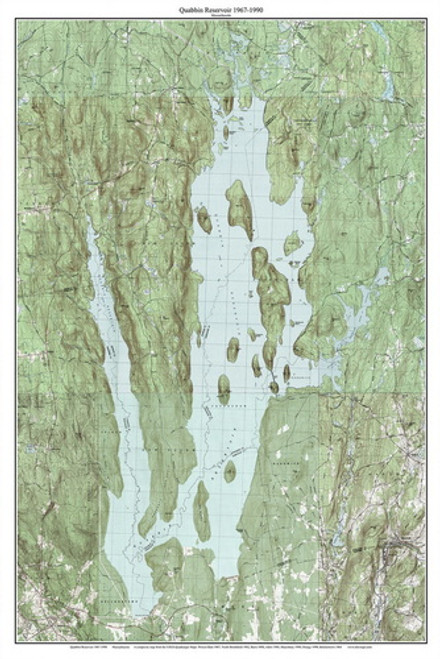 Quabbin Reservoir 1967-1990 - Custom USGS Old Topo Map - Massachusetts