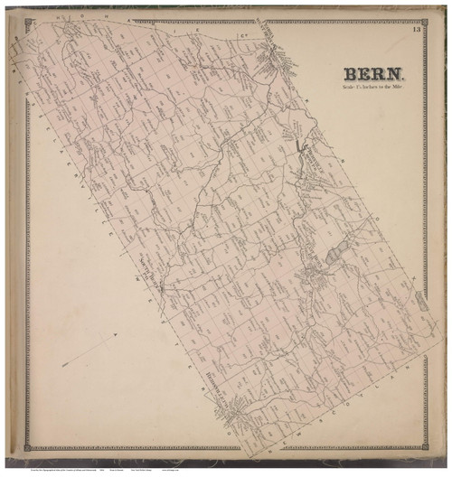 Bern , Albany Co., New York 1866 - Old Town Map Reprint - Albany & Schenectady Cos. Atlas
