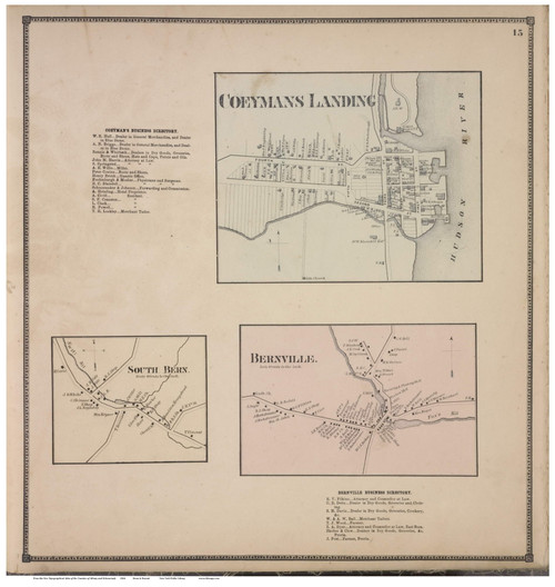 Coeymans Landing, South Bern, and Bernville Villages, Albany Co., New York 1866 - Old Town Map Reprint - Albany & Schenectady Cos. Atlas