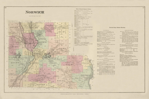 Norwich, New York 1875 - Old Town Map Reprint - Chenango Co. Atlas 57