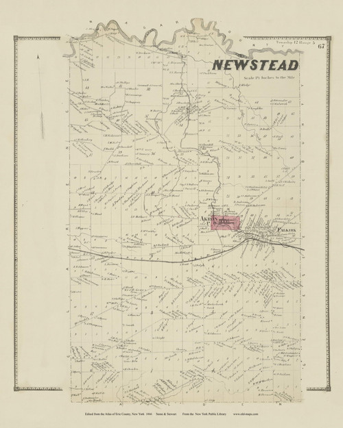Newstead, New York 1866 - Old Town Map Reprint - Erie Co. Atlas 67
