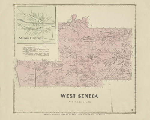 West Seneca, New York 1866 - Old Town Map Reprint - Erie Co. Atlas 81