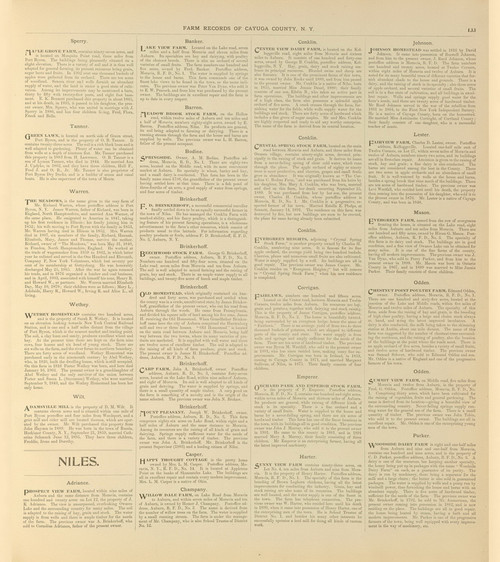 Farm Records  - Maple Grove - Woodside Dairy Farm, New York 1904 - Old Town Map Reprint - Cayuga Co. Atlas 133
