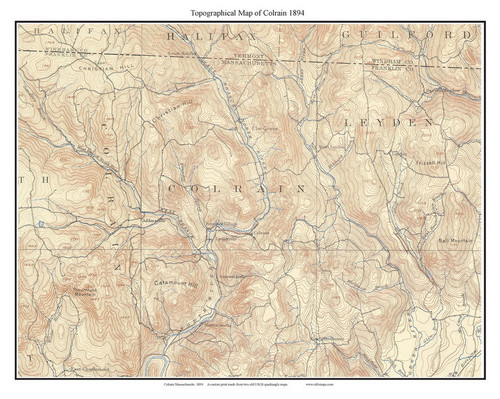 Colrain 1894 - Custom USGS Old Topo Map - Massachusetts 7x7 Custom FRCO