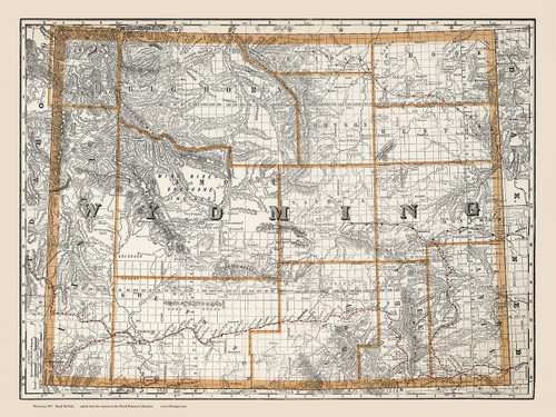 Wyoming 1891  - Old State Map Reprint