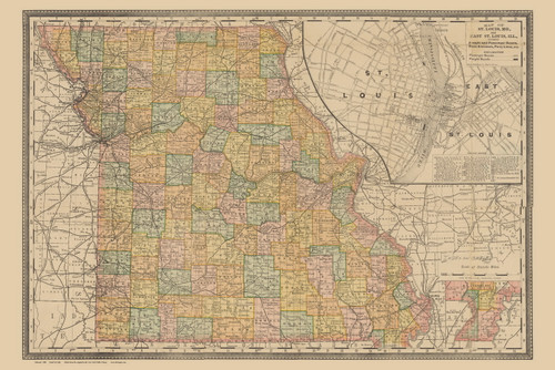 Missouri 1888  - Old State Map Reprint