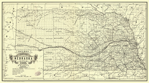Nebraska 1889 Alt - Old State Map Reprint