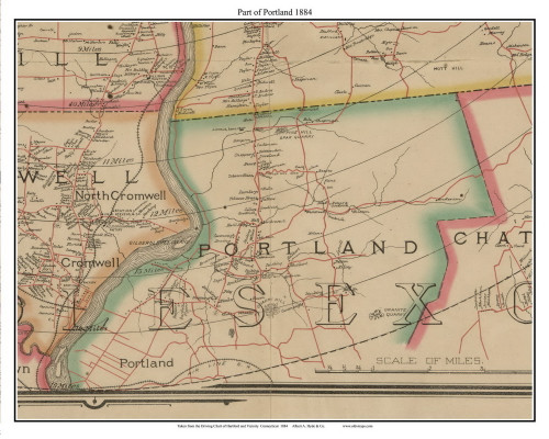 Part of Portland, Connecticut 1884 Hartford and Vicinity - Old Town Map Custom Print