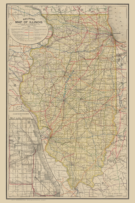 Illinois 1891 Railroad Commissioners - Old State Map Reprint
